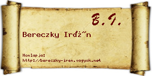 Bereczky Irén névjegykártya